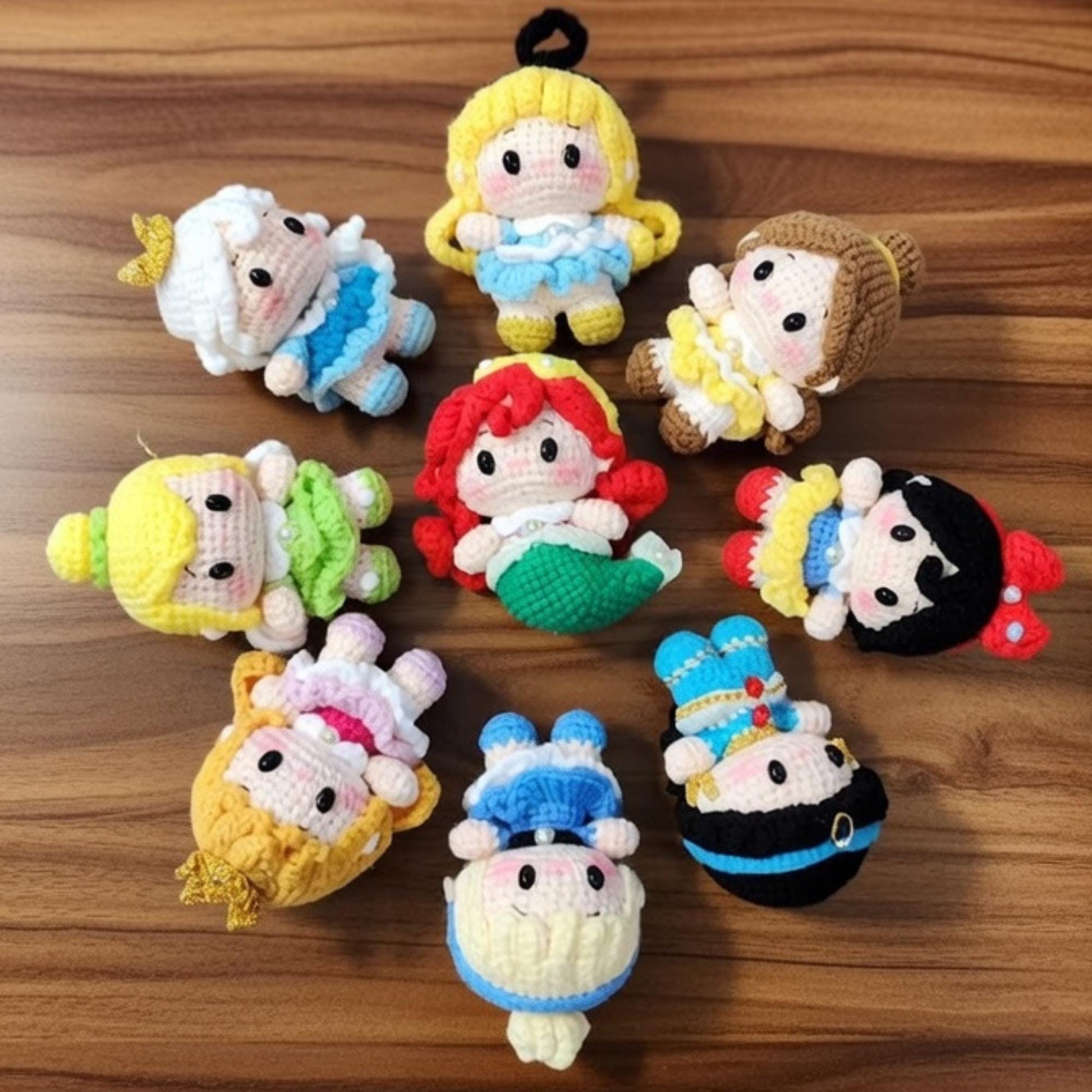 Crochet Princess Keychain, Amigurumi Princess Doll, Kawaii Fairytale Character, Handmade Crochet Keyring, Gift for Girls, Cute Bag Charm
