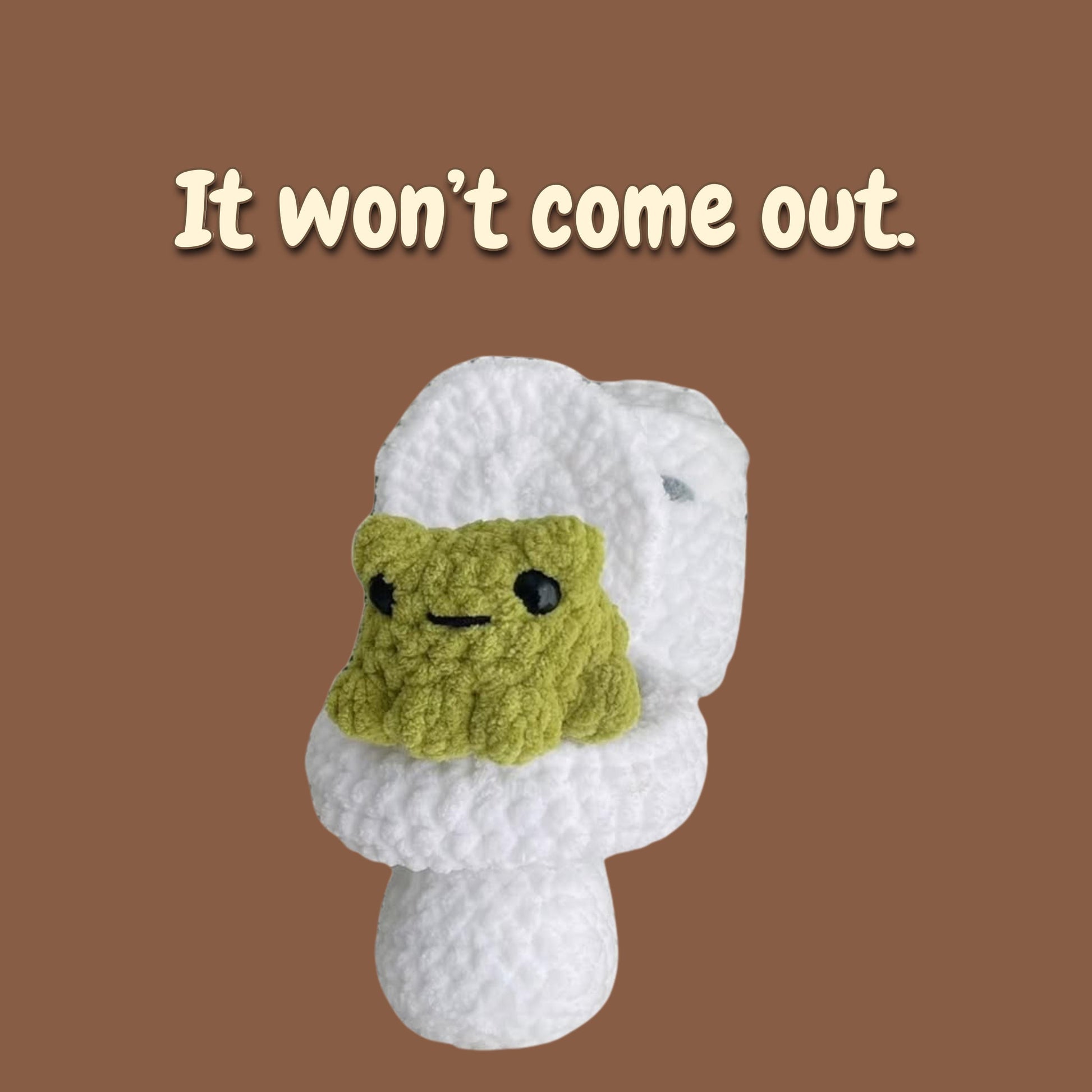Funny Crochet Frog Sitting on Toilet, Amigurumi Froggy Decor, Weird Gag Gift for Best Friend, Cute Desk Buddy, Soft Plush Toy