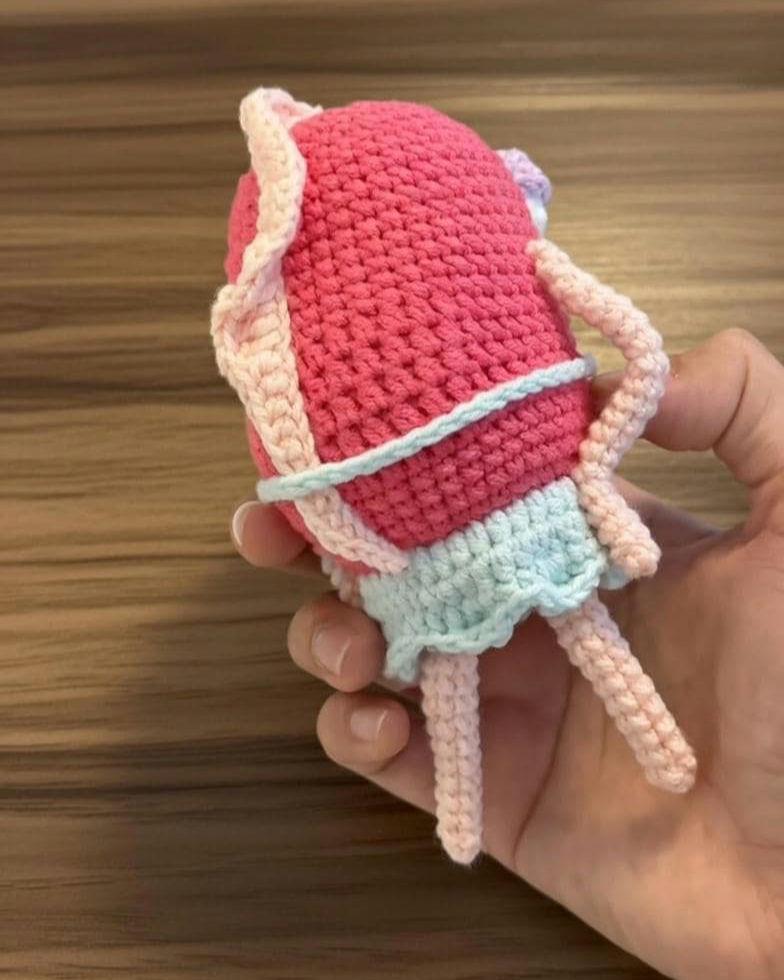 Funny Crochet Pink Fish in Bikini Amigurumi, Sassy Cartoon Plush Doll, Ugly Cute Meme Gift, Handmade Desk Decor for Best Friend