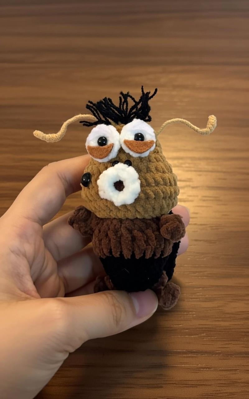 Funny Crochet Bug Amigurumi, Cute Insect Plushie, Soft Velvet Yarn Monster Toy, Handmade Ugly Cute Stuffed Animal, Quirky Gift for Kids