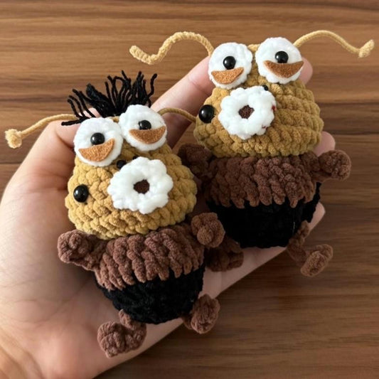 Funny Crochet Bug Amigurumi, Cute Insect Plushie, Soft Velvet Yarn Monster Toy, Handmade Ugly Cute Stuffed Animal, Quirky Gift for Kids