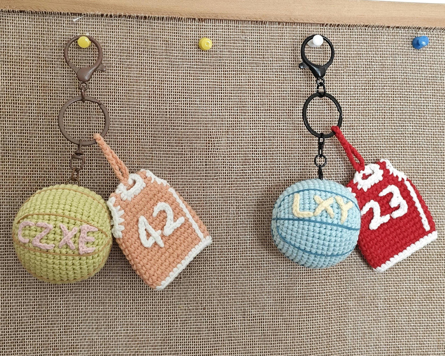 Personalized Crochet Basketball Keychain, Custom Jersey Number Keyring, Sports Bag Charm, Basketball Player Team Gift, Senior Night Favor
