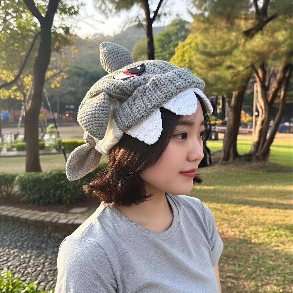 Crochet Shark Beanie, Cute Animal Hat with Fins, Kawaii Winter Accessories, Y2K Shark Hat, Handmade Novelty Gift for Him Her