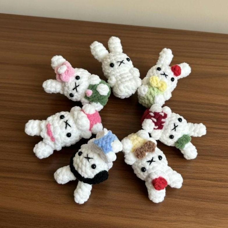 Crochet Cute Bunny Phone Charm, Handmade Bunny Keychain, Cute Amigurumi Mini Plush, Kawaii Bag Charm Gift