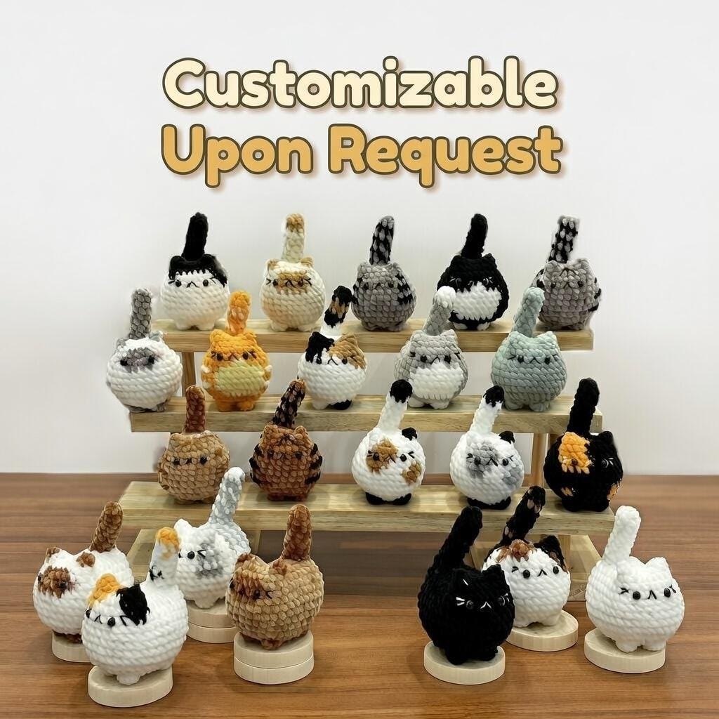 Amigurumi Cat Keychain, Personalized Cat Lover Gift, Mini Crochet Kitten Plush, Kawaii Bag Accessories, Keyring for Backpack, Buy 2 Get 1