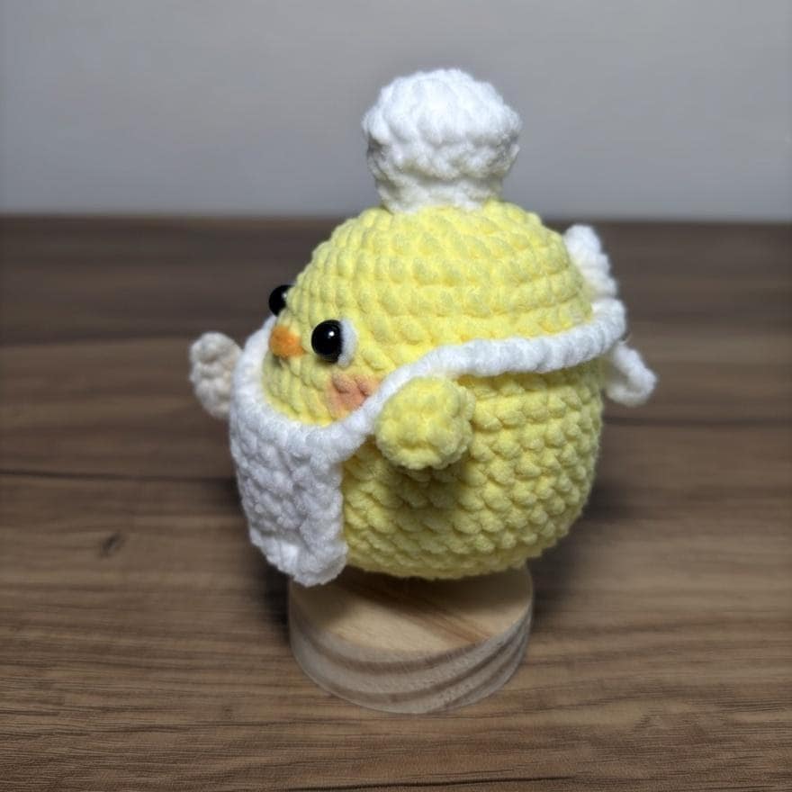 Cute Crochet Chef Chick Amigurumi, Yellow Chick Plush with Apron, Handmade Kitchen Decor, Funny Gift for Baker