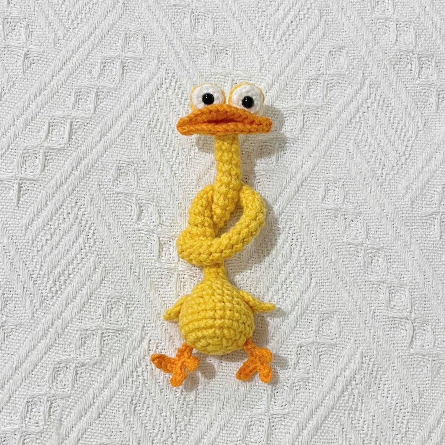 Funny Long Neck Crochet Animals, Amigurumi Frog Duck Bear, Quirky Bendable Plush, Knitted Bookmark, Cable Organizer, Weird Ugly Cute Gift