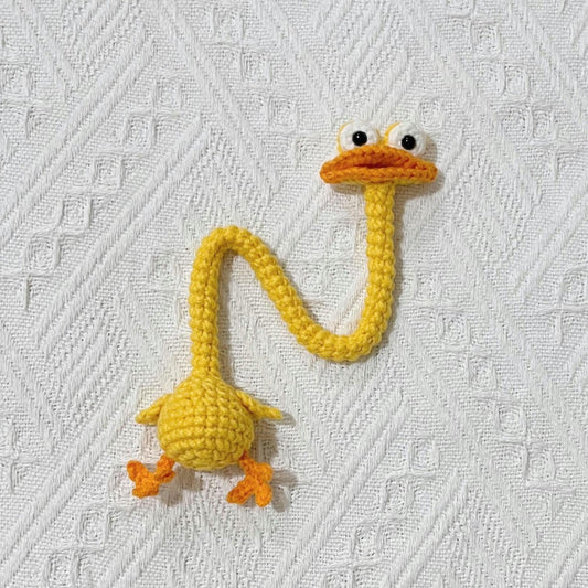 Funny Long Neck Crochet Animals, Amigurumi Frog Duck Bear, Quirky Bendable Plush, Knitted Bookmark, Cable Organizer, Weird Ugly Cute Gift