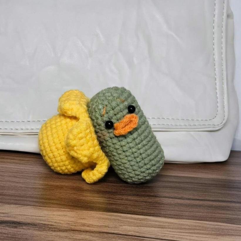 Cute Crochet Banana Duck Keychain, Amigurumi Fruit Plushie, Funny Peeled Banana, Kawaii Bag Charm, Handmade Gift for Best Friend