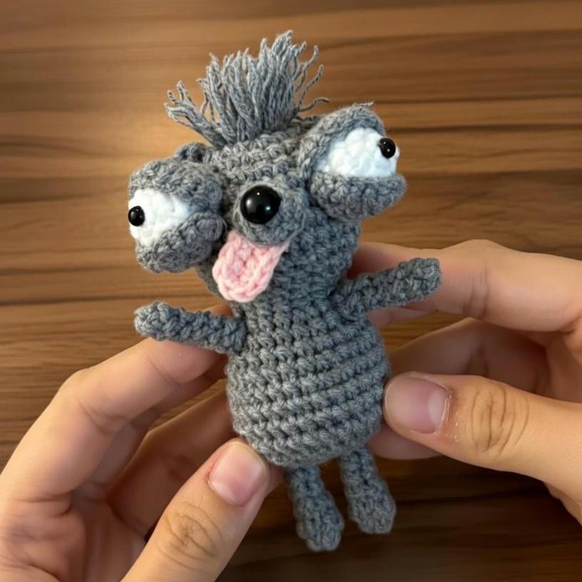Funny Crochet Chihuahua Playing Guitar, Amigurumi Rocker Dog Doll, Punk Musician Gift, Ugly Cute Puppy Plush, Unique Desk Decor