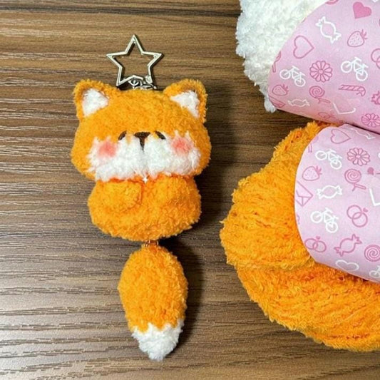Fluffy Amigurumi Fox Keychain, Cute Crochet Bag Charm, Kawaii Plush Fox Accessory, Handmade Soft Animal Keyring, Gift for Fox Lovers