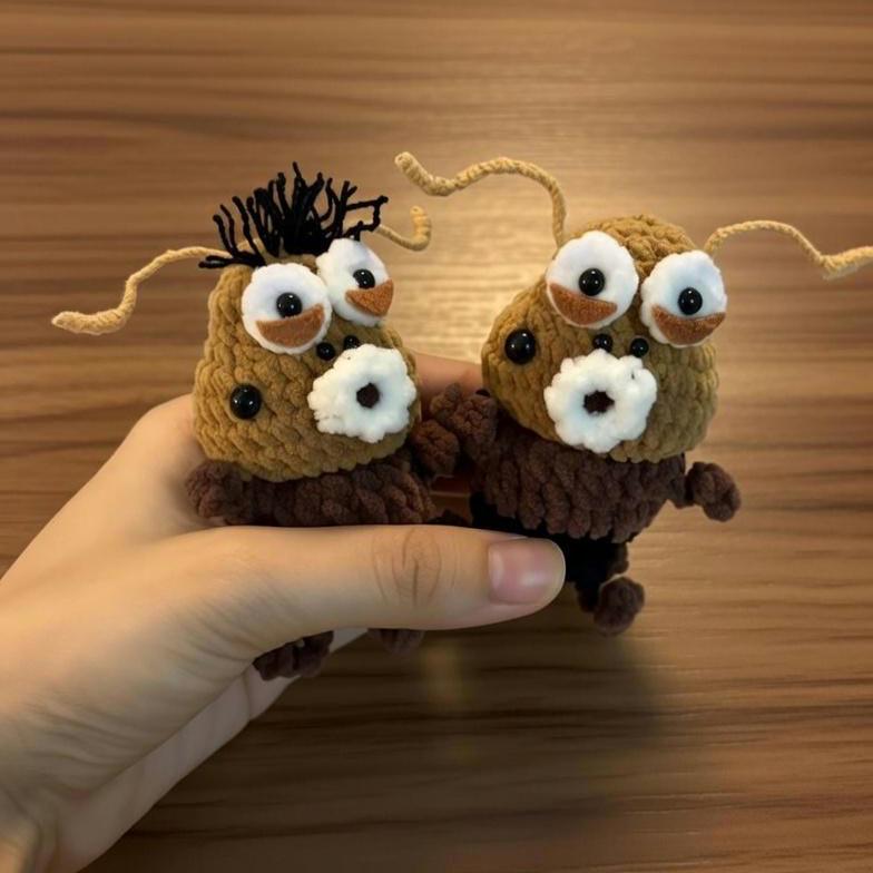 Funny Crochet Bug Amigurumi, Cute Insect Plushie, Soft Velvet Yarn Monster Toy, Handmade Ugly Cute Stuffed Animal, Quirky Gift for Kids