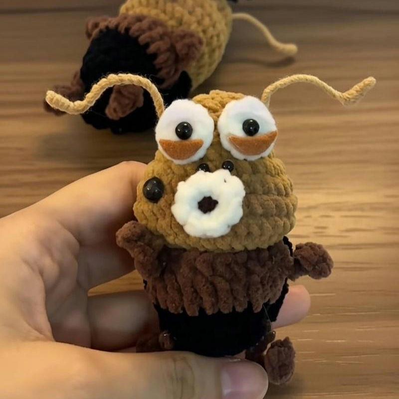 Funny Crochet Bug Amigurumi, Cute Insect Plushie, Soft Velvet Yarn Monster Toy, Handmade Ugly Cute Stuffed Animal, Quirky Gift for Kids