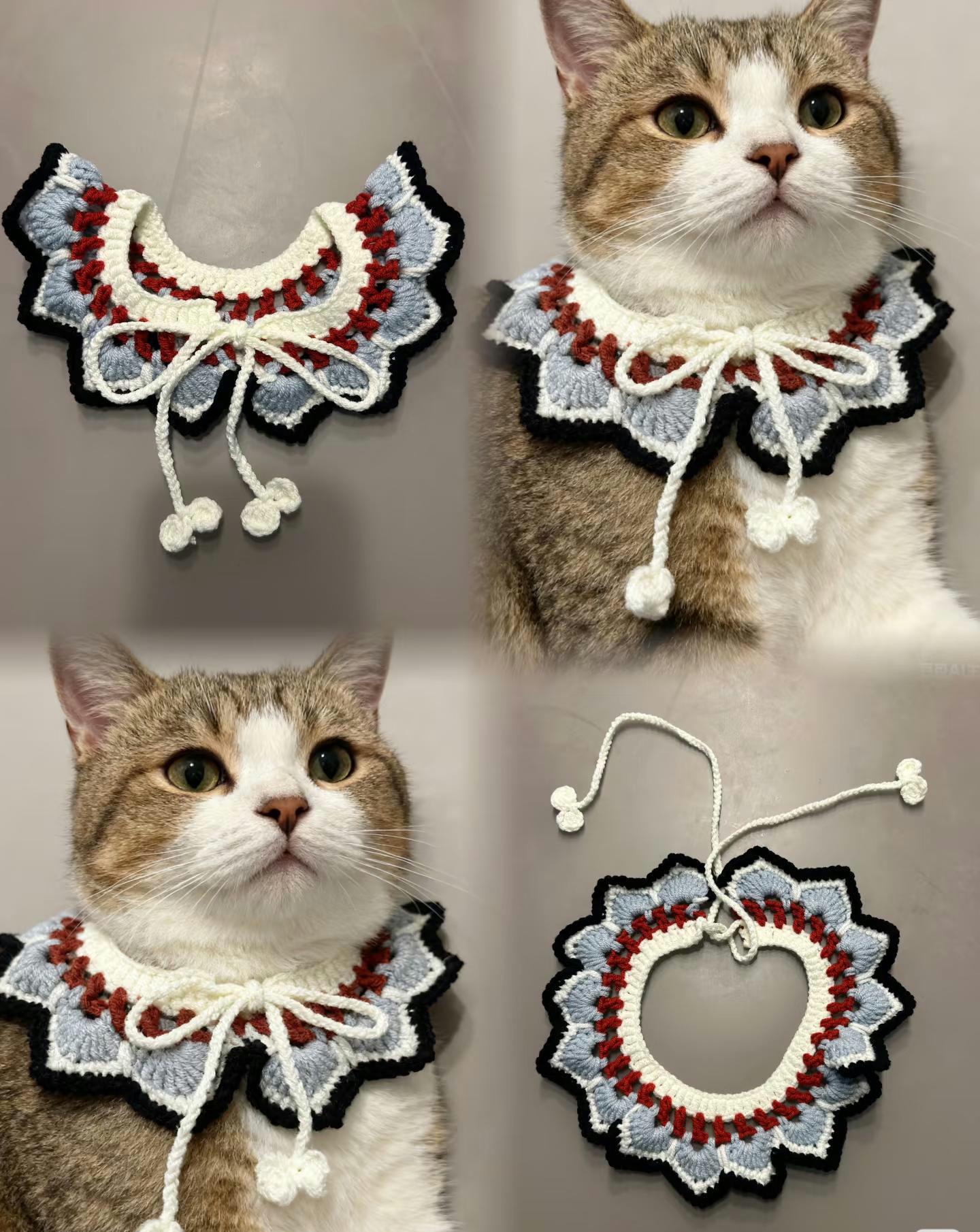 Handmade Crochet Cat Collar, Cute Pet Scarf, Pet Accessories, Crochet Dog Scarf, Kitty Neckwear, Aesthetic Pet Gift