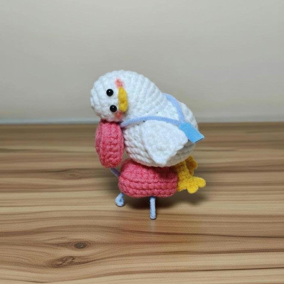 Crochet Lazy Duck Desk Decor,Amigurumi Goose Keychain, Cute Handmade Duck Plushie, Kawaii Bag Charm, Funny Animal Gift