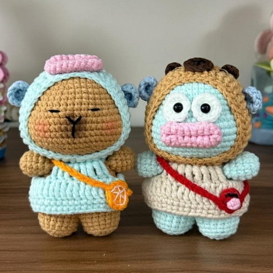 Crochet Capybara Clownfish Amigurumi Plush Toy, Handmade Capybara in Costume Plushie, Kawaii Animal Stuffed Toy, Unique Gift for Capybara