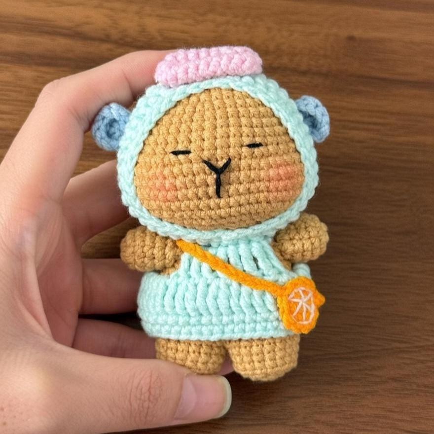Crochet Capybara Clownfish Amigurumi Plush Toy, Handmade Capybara in Costume Plushie, Kawaii Animal Stuffed Toy, Unique Gift for Capybara