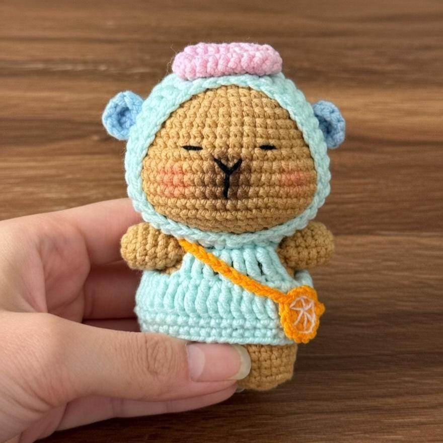 Crochet Capybara Clownfish Amigurumi Plush Toy, Handmade Capybara in Costume Plushie, Kawaii Animal Stuffed Toy, Unique Gift for Capybara