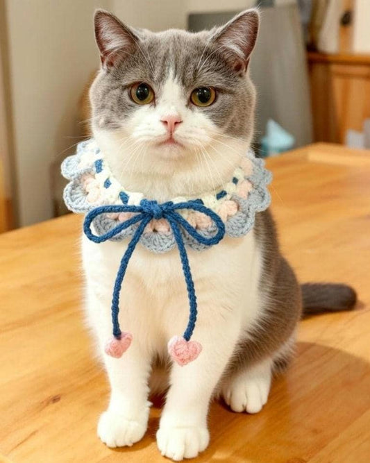 Handmade Crochet Cat Collar, Cute Pet Scarf, Pet Accessories, Crochet Dog Scarf, Kitty Neckwear, Aesthetic Pet Gift