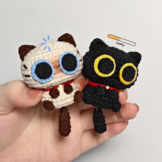Tiny Crochet Cat Amigurumi Keychain, Miniature Stuffed Animal Cat Plush, Personalized Gift for Cat Lovers, Handmade Small Cat Toy Bag Charm