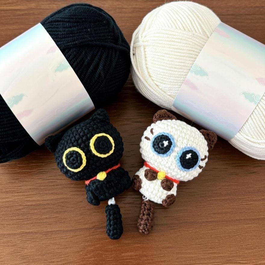 Tiny Crochet Cat Amigurumi Keychain, Miniature Stuffed Animal Cat Plush, Personalized Gift for Cat Lovers, Handmade Small Cat Toy Bag Charm