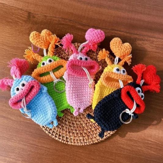 Funny Crochet Car Key Case, Handmade Monster Key Holder, Cute Amigurumi Key Cover, Weird Lips Key Sleeve, Quirky Gift for Car