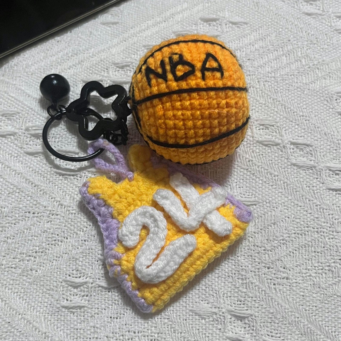 Personalized Crochet Basketball Keychain, Custom Jersey Number Keyring, Sports Bag Charm, Basketball Player Team Gift, Senior Night Favor