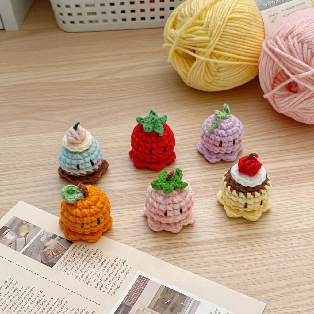 Crochet Octopus Phone Charm, Kawaii Amigurumi Keychain, Cute Mini Plush Bag Charm, Handmade Fruit Octopus Gift