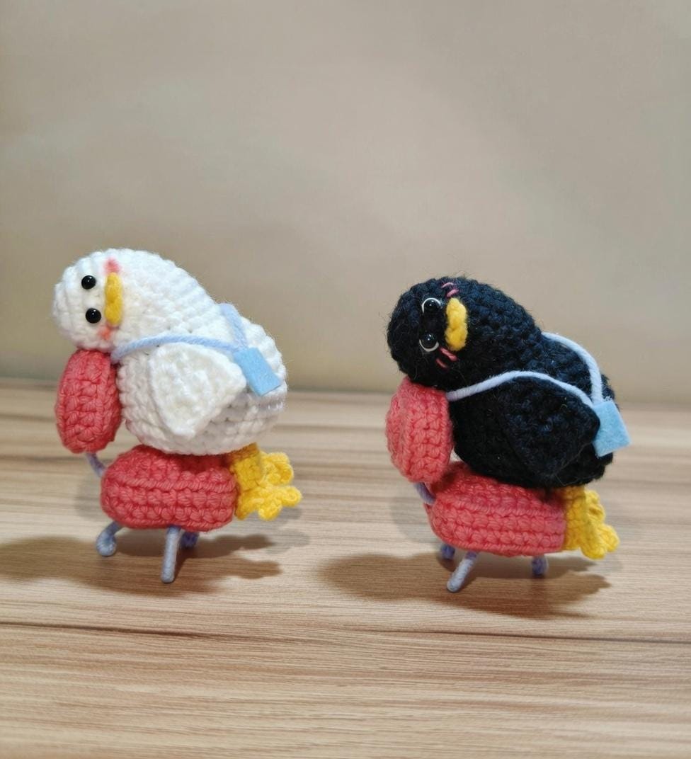 Crochet Lazy Duck Desk Decor,Amigurumi Goose Keychain, Cute Handmade Duck Plushie, Kawaii Bag Charm, Funny Animal Gift