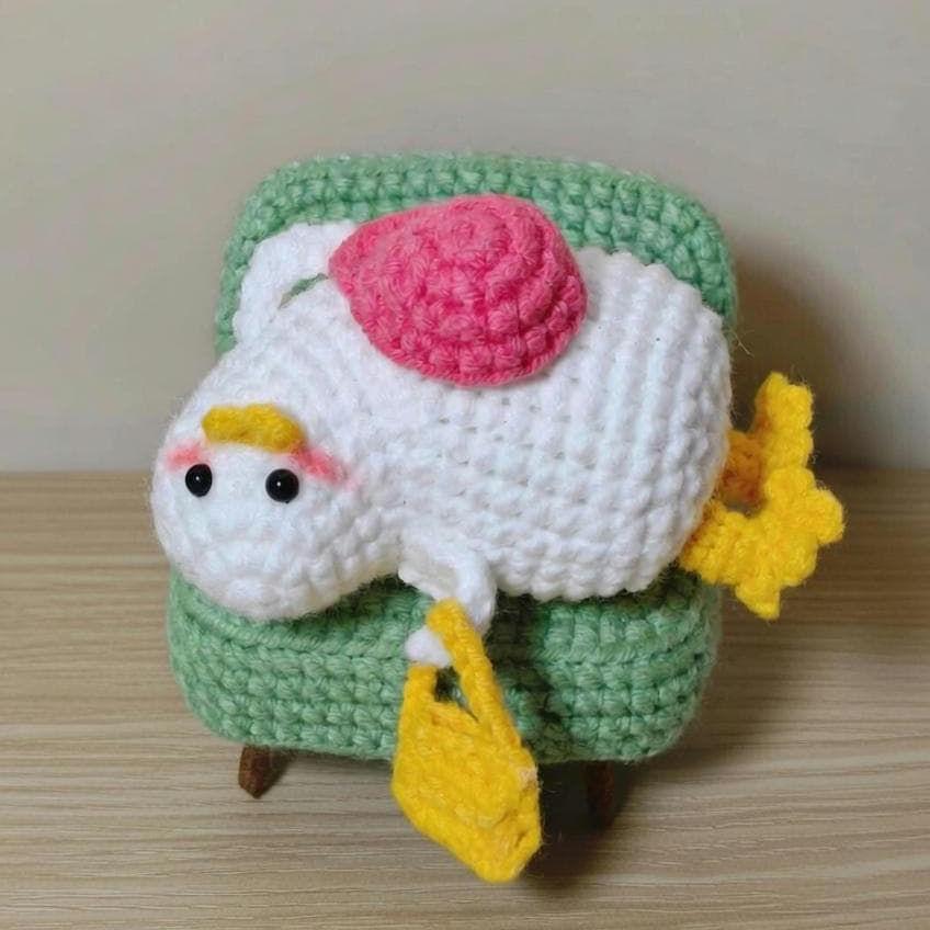 Crochet Lazy Duck Desk Decor,Amigurumi Goose Keychain, Cute Handmade Duck Plushie, Kawaii Bag Charm, Funny Animal Gift