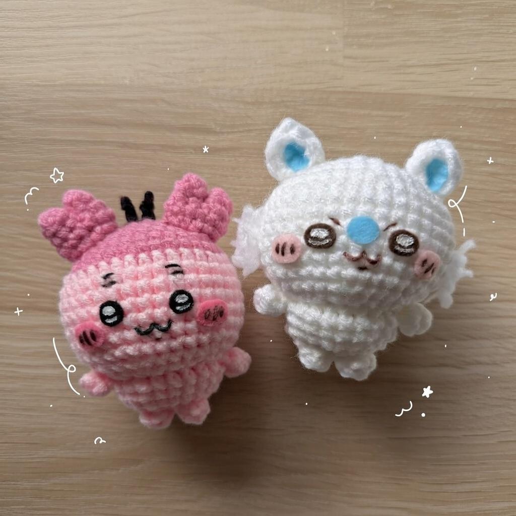 Crochet Chiikawa Plush, Handmade Kawaii Amigurumi Doll, Cute Chibi Mini Yarn Figure, Adorable Desk Decor Gift