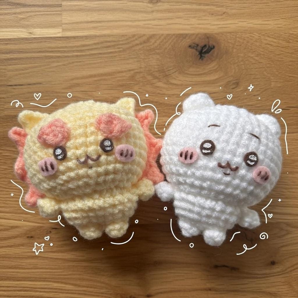 Crochet Chiikawa Plush, Handmade Kawaii Amigurumi Doll, Cute Chibi Mini Yarn Figure, Adorable Desk Decor Gift