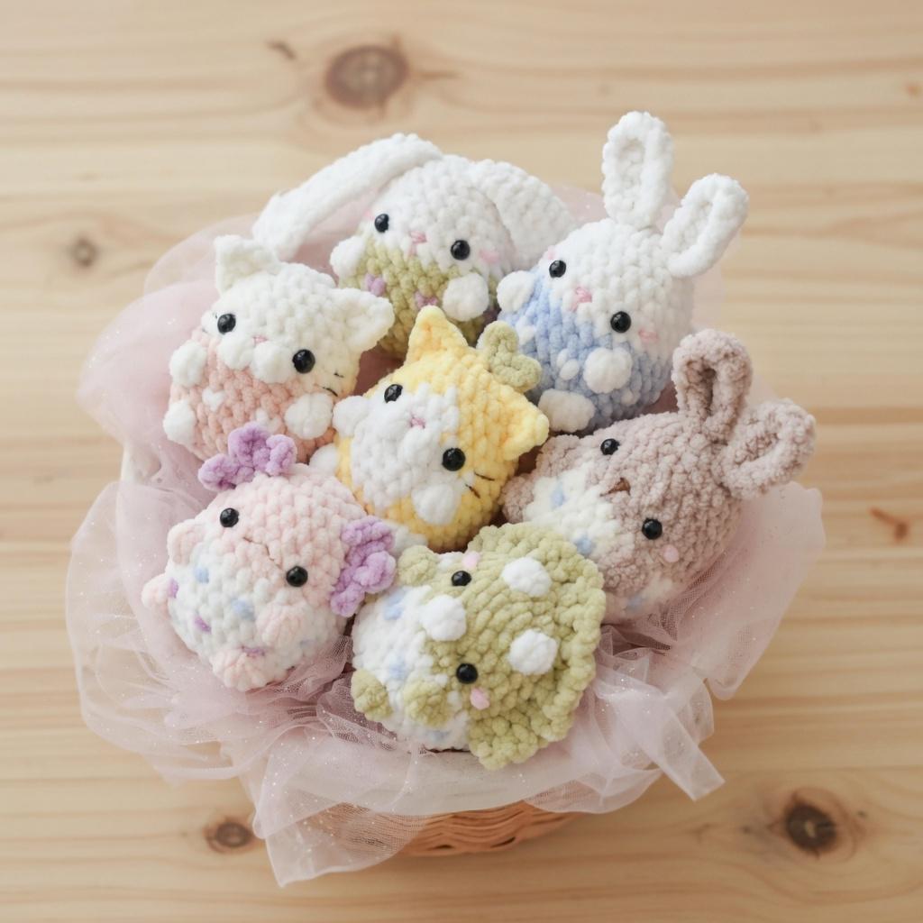 Crochet Eggy Animal Keychain, Easter Basket Stuffer, Cute Bunny Chick Lamb Plushies, Handmade Amigurumi Keychain, Kawaii Animal Bag Charm