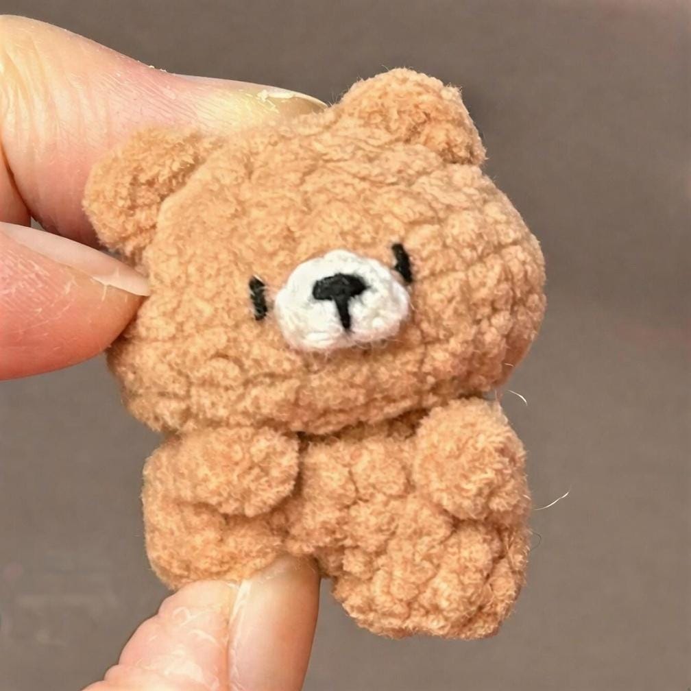 Mini Amigurumi Bear and Bunny Keychain in Sleeping Bag, Chunky Yarn Crochet Plush Bag Charm, Kawaii Backpack Accessory, Cute Pocket Hug