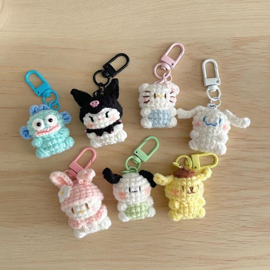 Crochet Kawaii Phone Charm, Amigurumi Animal Keychain, Cute Mini Plush Bag Charm, Handmade Y2K Backpack Accessory, Gift for Friend