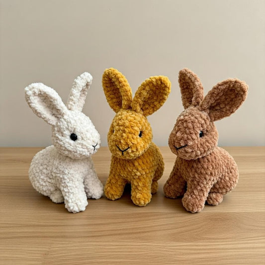 Crochet Bunny Plush, Amigurumi Rabbit, Easter Basket Filler, Baby's First Easter Gift, Handmade Stuffed Animal, Chunky Yarn Soft Toy