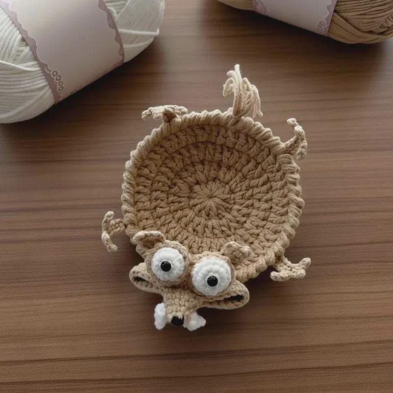 PDF Squirrel Coaster Crochet Pattern, Funny Animal Mug Rug, Amigurumi Cup Mat Pattern, Cute Desk Decor DIY Gift