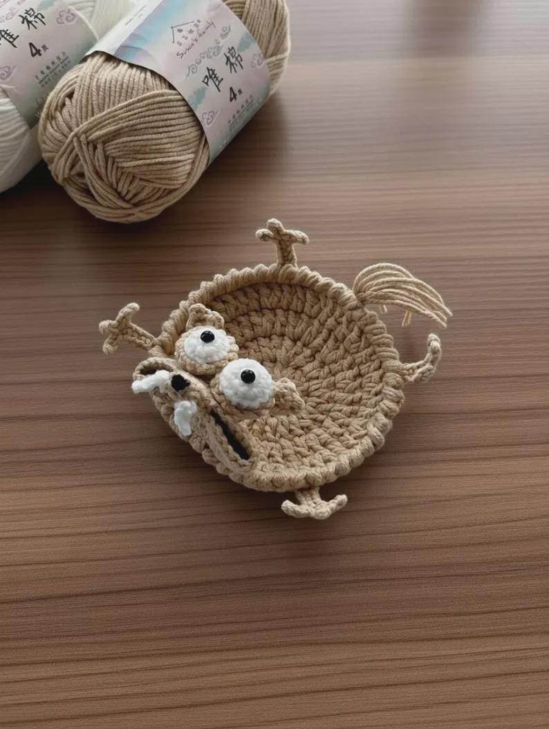 PDF Squirrel Coaster Crochet Pattern, Funny Animal Mug Rug, Amigurumi Cup Mat Pattern, Cute Desk Decor DIY Gift