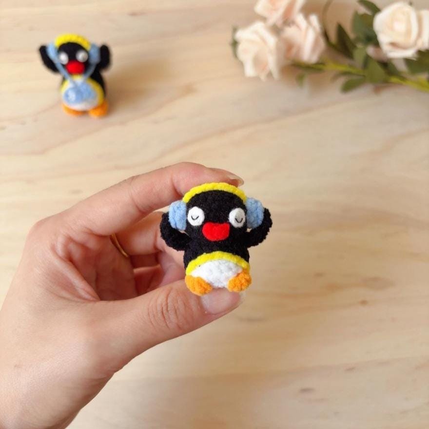 Pingu Crochet Phone Charm, Penguin Amigurumi Keychain, Cute Kawaii Phone Strap, Handmade Crochet Penguin Charm, Small Plush Keychain Gift