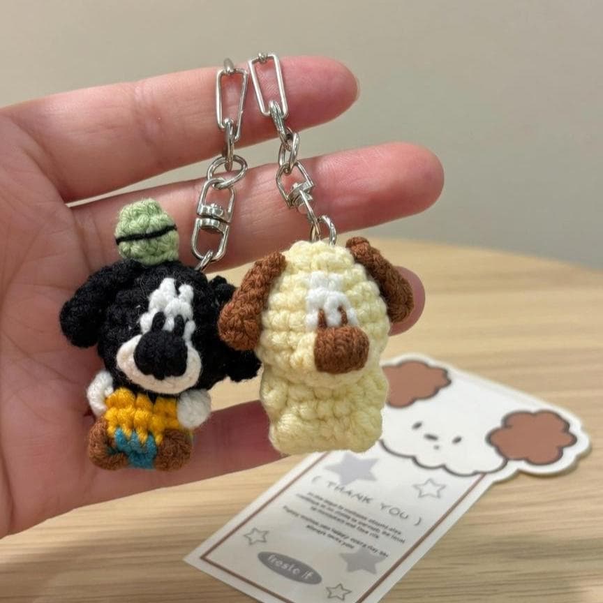 Crochet Dog Keychain, Amigurumi Puppy Phone Charm, Cute Cartoon Dog Bag Pendant, Kawaii Handmade Cotton Yarn Accessory, Gift for Dog Lover