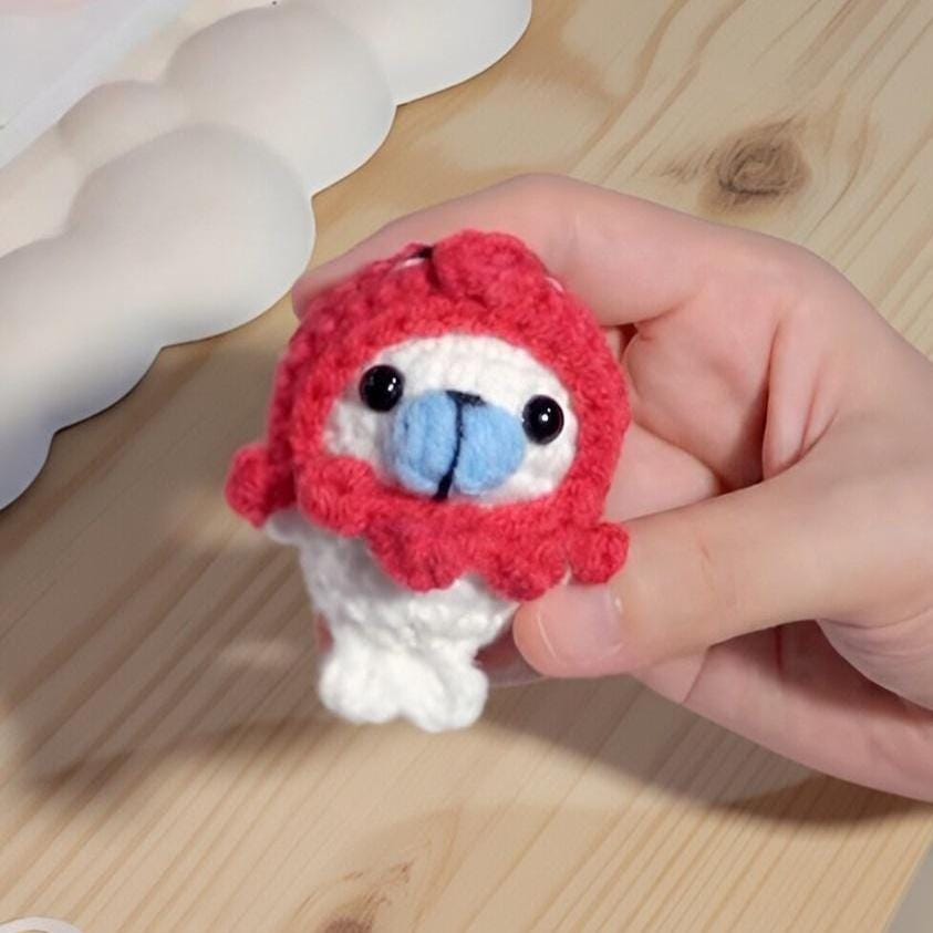 Crochet Seal Octopus Phone Charm, Kawaii Seal Keychain, Handmade Amigurumi Seal Keyring, Cute Crochet Animal Bag Charm, Small Plush Gift