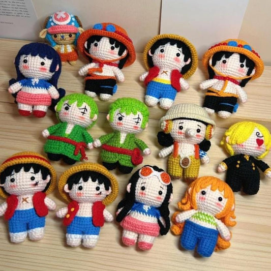 Crochet Pirate Crew Keychain, Desk Decor Gift, Handmade Amigurumi Cotton Doll, Gift for Manga Fans, Kawaii Bag Accessory, Sea Adventurer