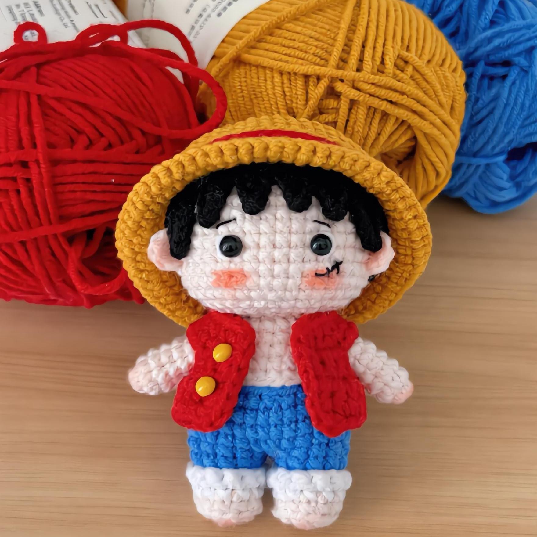 Crochet Pirate Crew Keychain, Desk Decor Gift, Handmade Amigurumi Cotton Doll, Gift for Manga Fans, Kawaii Bag Accessory, Sea Adventurer
