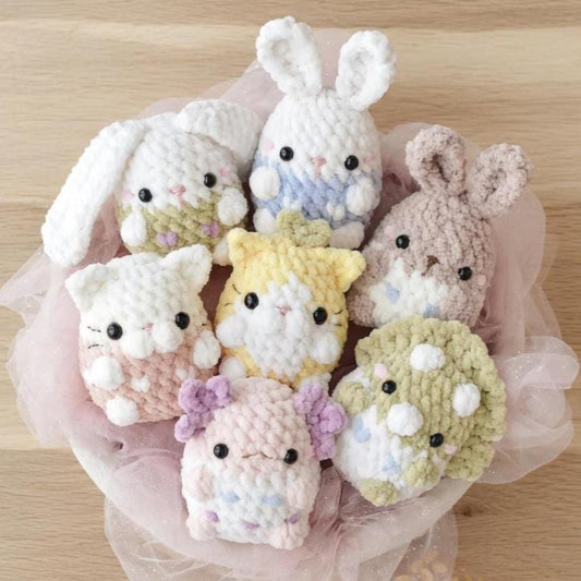 Crochet Eggy Animal Keychain, Easter Basket Stuffer, Cute Bunny Chick Lamb Plushies, Handmade Amigurumi Keychain, Kawaii Animal Bag Charm