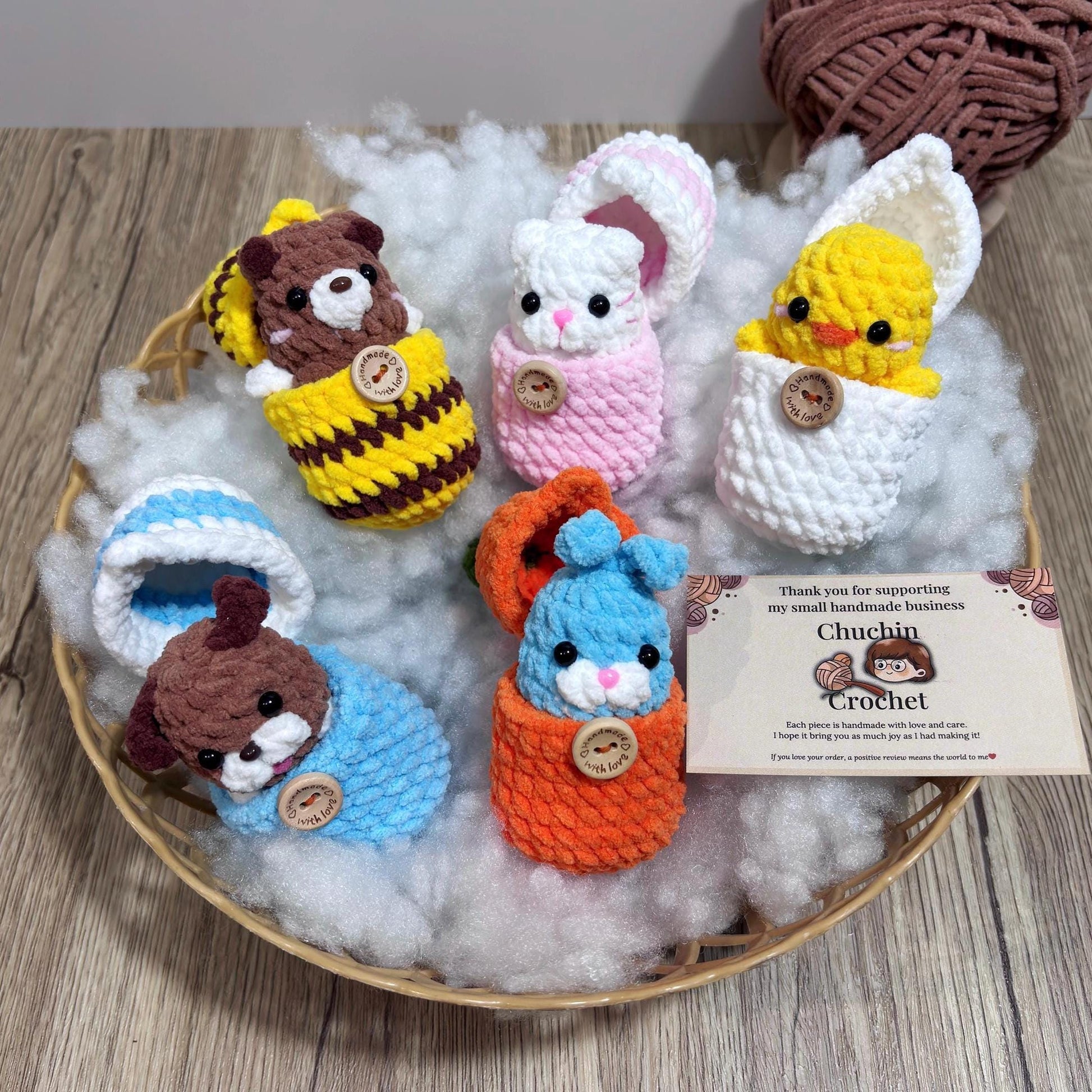 Mini Hatching Animals Crochet Plush, Easter Egg Animals, Bunny Chick Bee Bear Cow, Handmade Amigurumi Spring Gift, Cute Pocket Size Toy