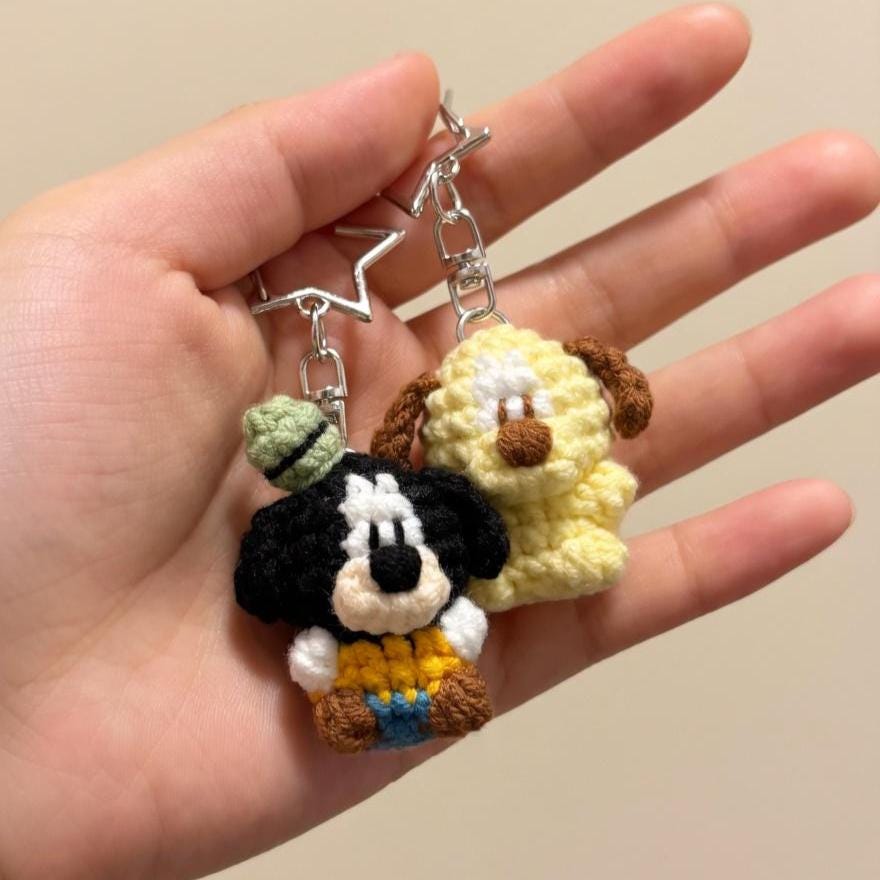 Crochet Dog Keychain, Amigurumi Puppy Phone Charm, Cute Cartoon Dog Bag Pendant, Kawaii Handmade Cotton Yarn Accessory, Gift for Dog Lover