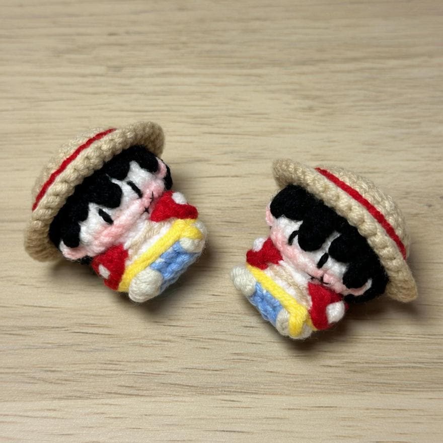 Crochet Anime Inspired Pirate Phone Charm, Cute Amigurumi Doll Keychain, Kawaii Manga Chibi Plushie, Swordsman Pocket Toy, Geeky Fan Gift,