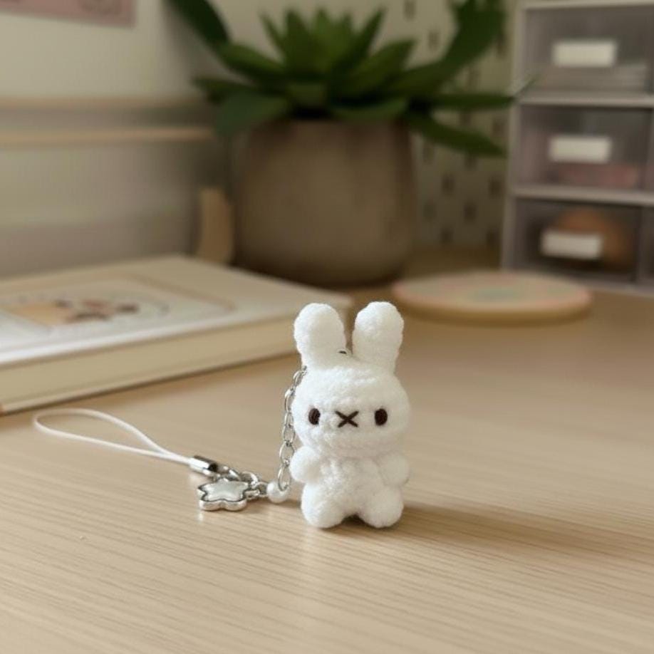 Crochet Cute Bunny Phone Charm, Handmade Bunny Keychain, Cute Amigurumi Mini Plush, Kawaii Bag Charm Gift