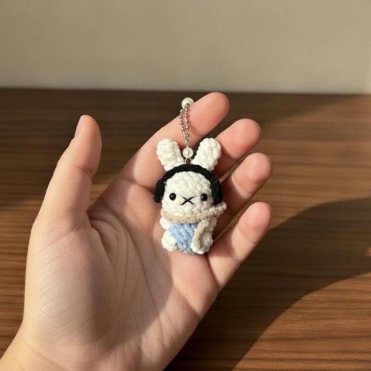 Handmade Crochet Bunny Phone Charm, Cute Plush Rabbit Keychain, Kawaii Animal Phone Strap, Soft Amigurumi Accessory, Small Gift for Her