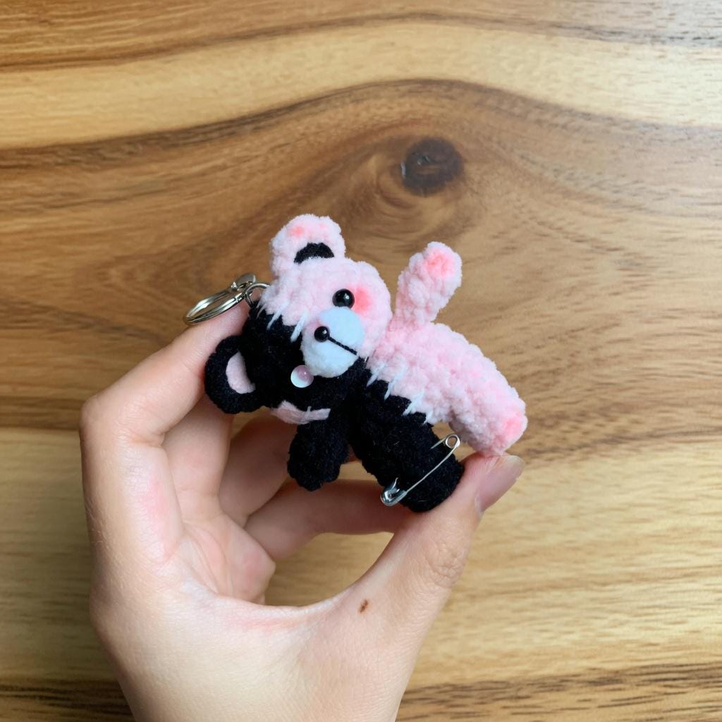 Crochet Bunny and Bear Matching Keychain, Couple Keychain Set, Cute Amigurumi Bag Charm, Best Friend Gift, Kawaii Plush Keyring